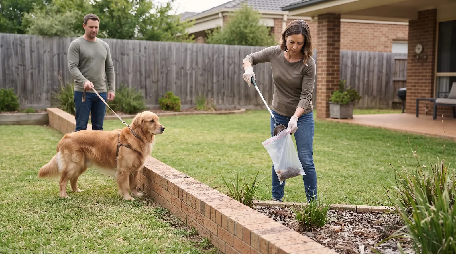 Preventing Secondary Rodenticide Exposure Owner safely removing a dead rodent while keeping a dog away